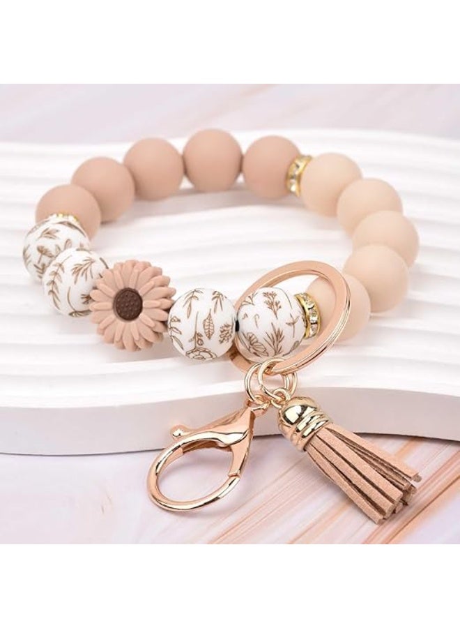 Silicone bead keychain, wrist keyring bracelet, cute car keychain holder, suitable for women and girls, backpack accessories - Image 2